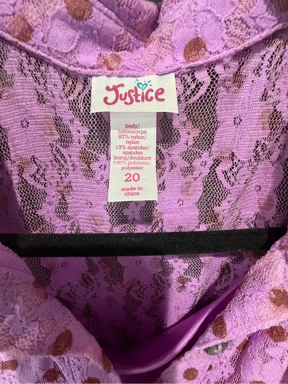 Justice Plus Size Purple Lace Polka Dot Sleeveless size 20
